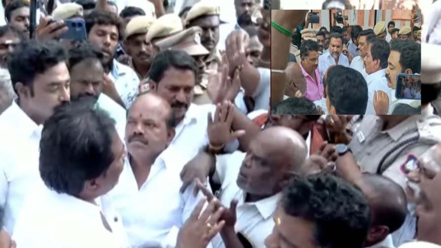 அவனியாபுரம் ஜல்லிக்கட்டு முகூர்த்தக்கால் விழா:  அமைச்சர் மூர்த்தியை முற்றுகையிட்டு ஆர்ப்பாட்டம்